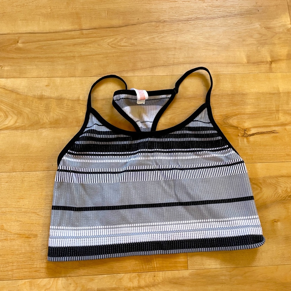 Black, white, and gray striped ribbed tank top